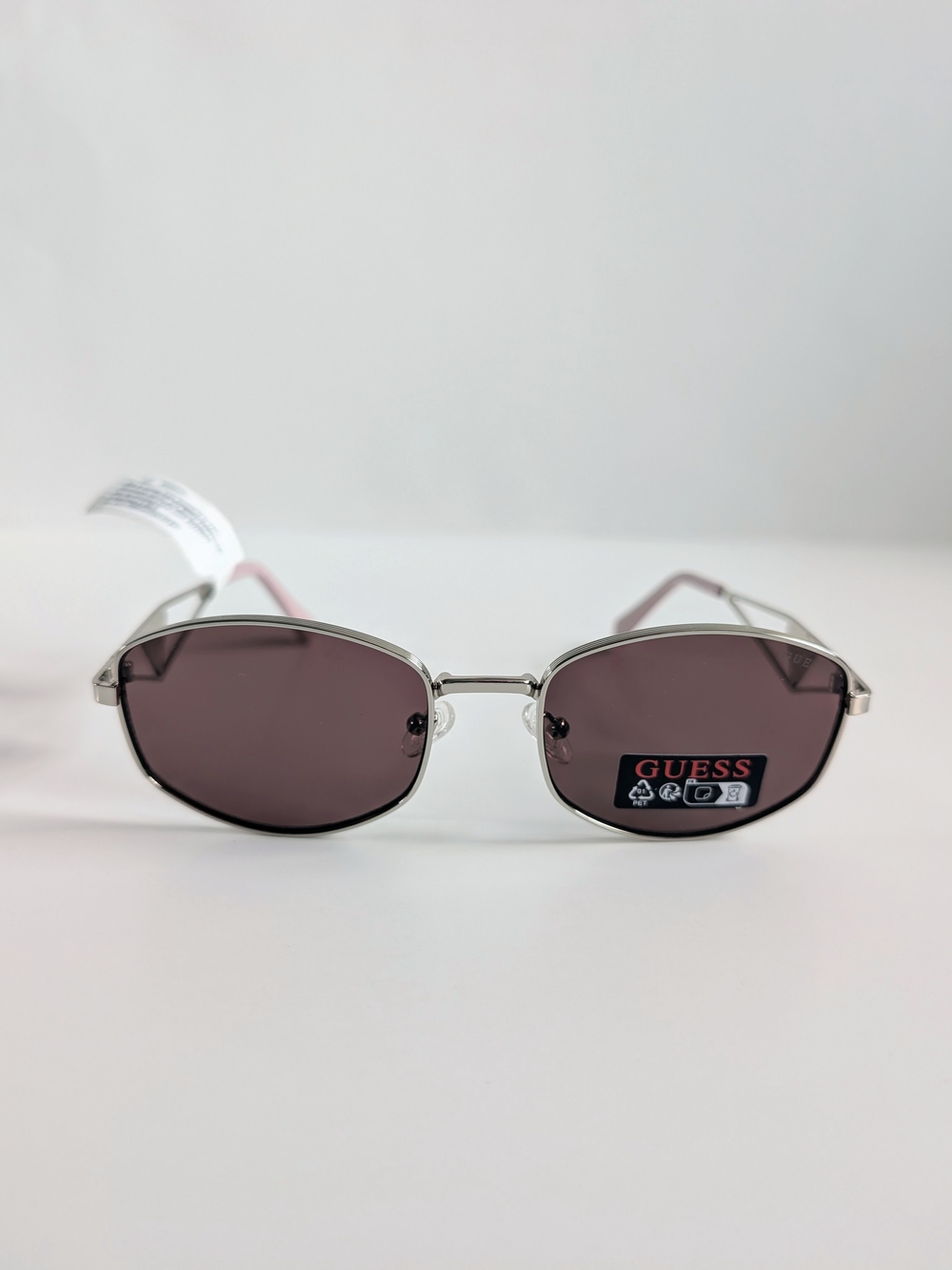 GUESS Silver Frame Pink-Tinted Lens Women's Sunglasses